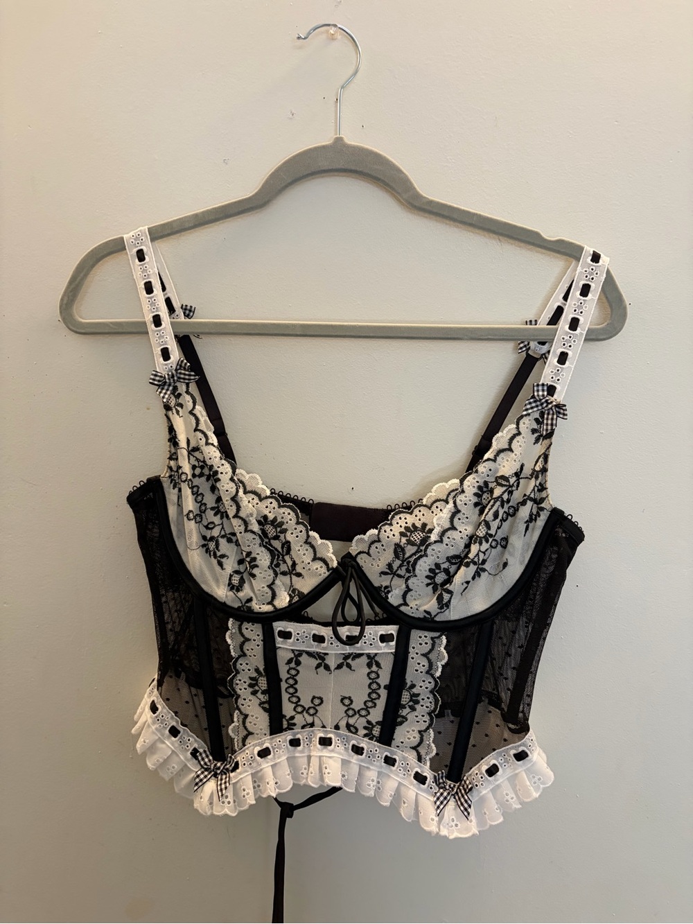 For Love and Lemons black & White Lace Corset Bustier Top - Women Intimates